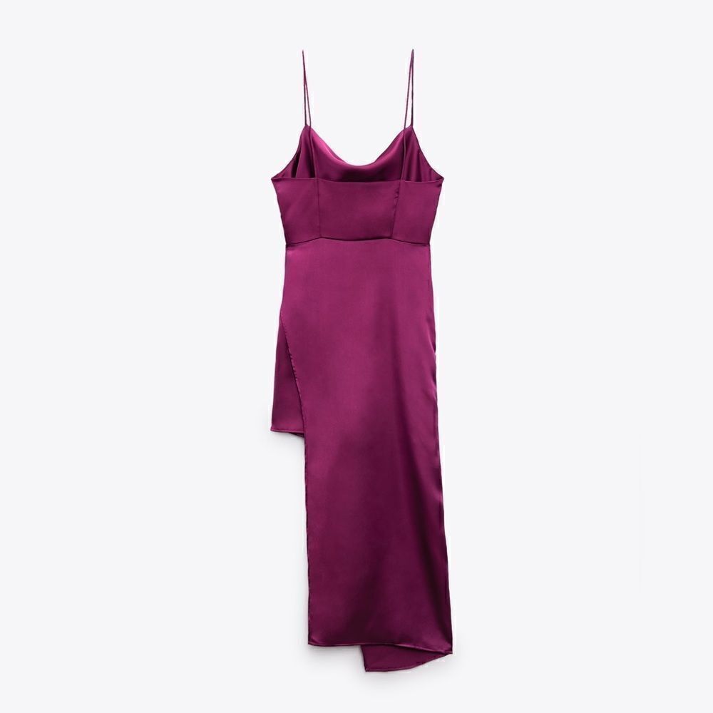 Zara SATIN EFFECT ASYMMETRIC DRESS New - Picture 12 of 12